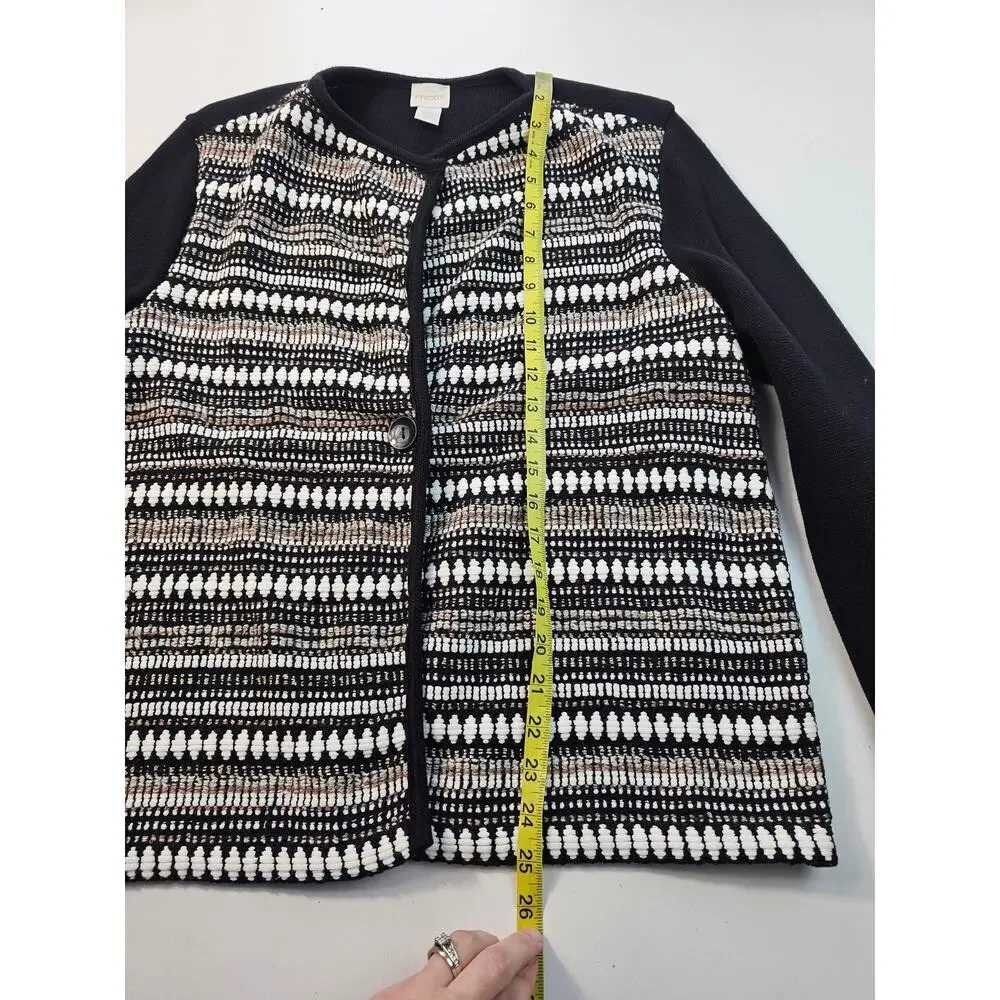Chicos size 2 (L)  NWOT twill brown black shaket metallic strands career casual - Picture 5 of 6